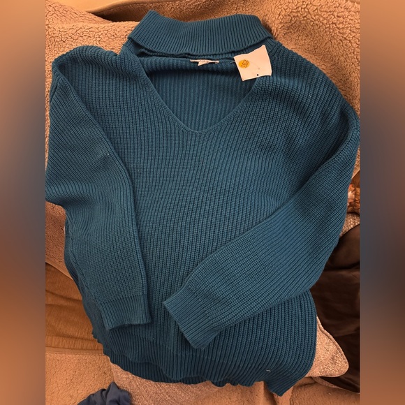 Bar III Sweaters - Bar III Teal V-Neck Sweater